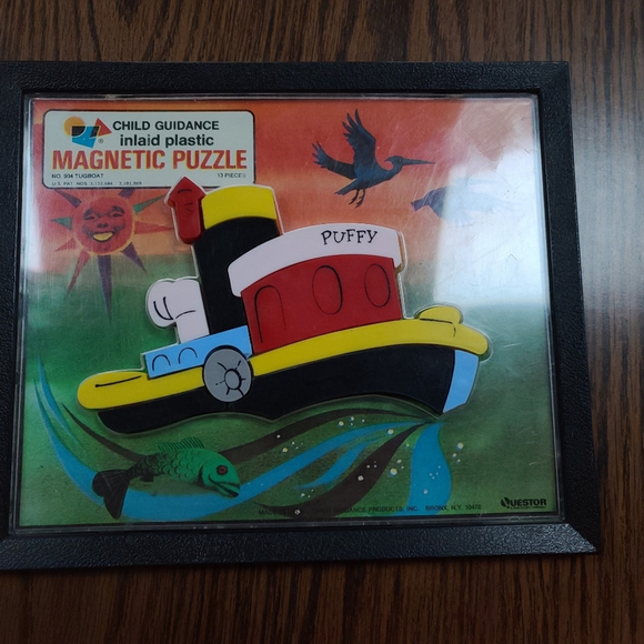 1960s Magnetic Puzzle No. 904 Tugboat PUFFY Vintage Toy - Picture 2 of 7